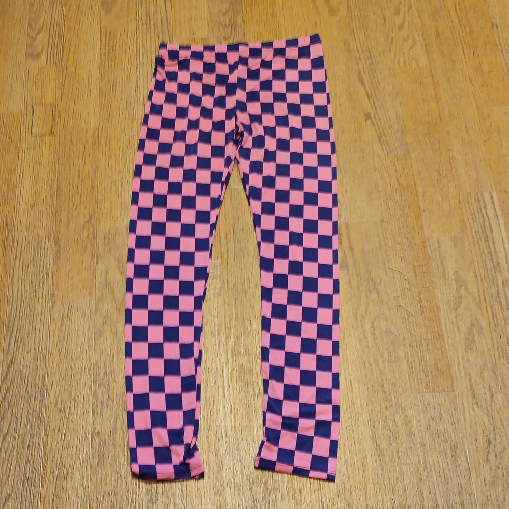 AMAZING GRACE HOT PINK AND NAVY CHECKERED LEĜGINS